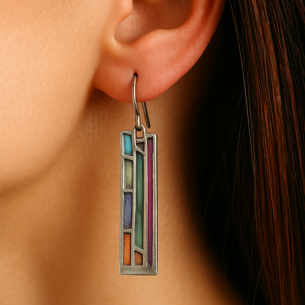 Modern Mosaic Art Bar Earrings