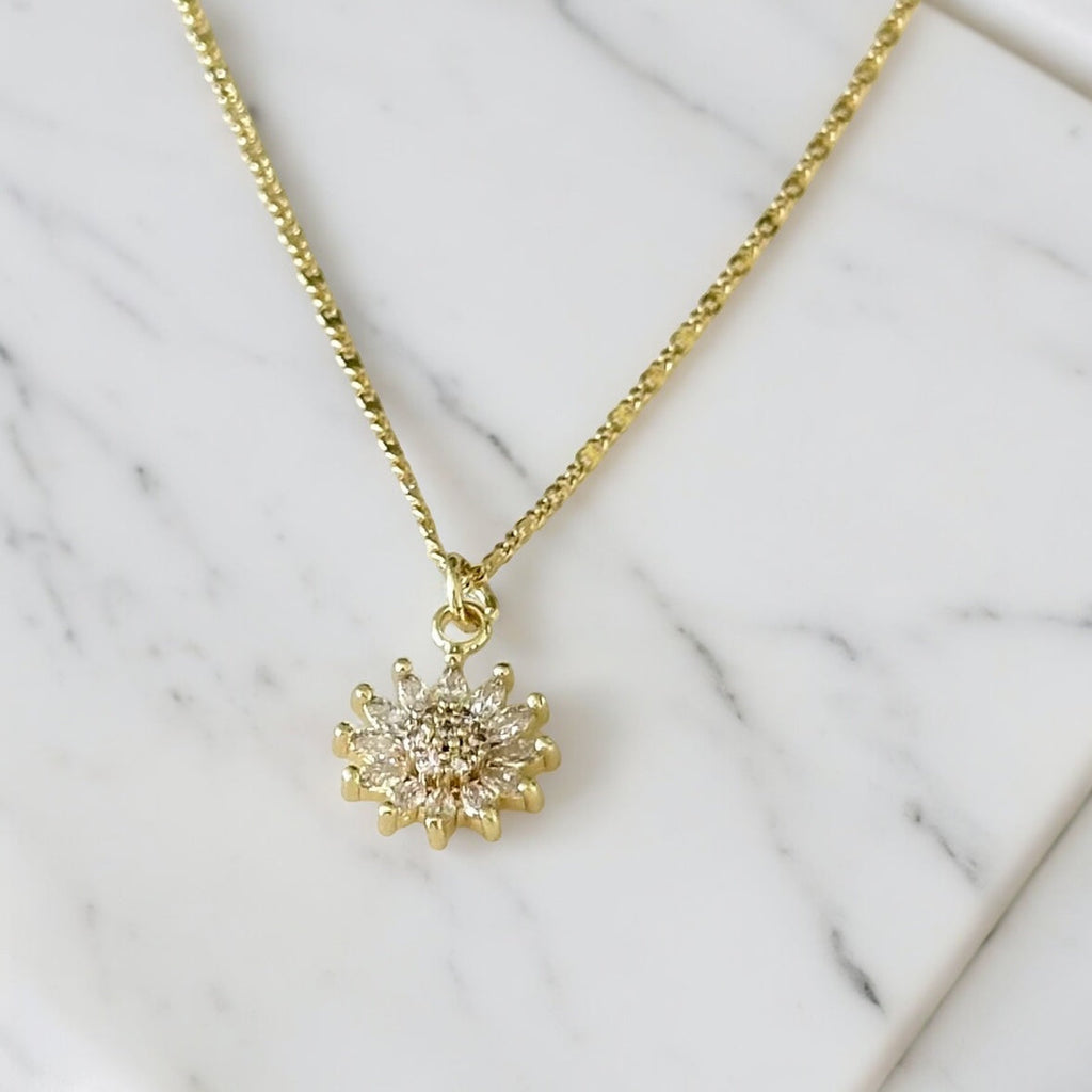 Crystal Sunflower Pendant Necklace