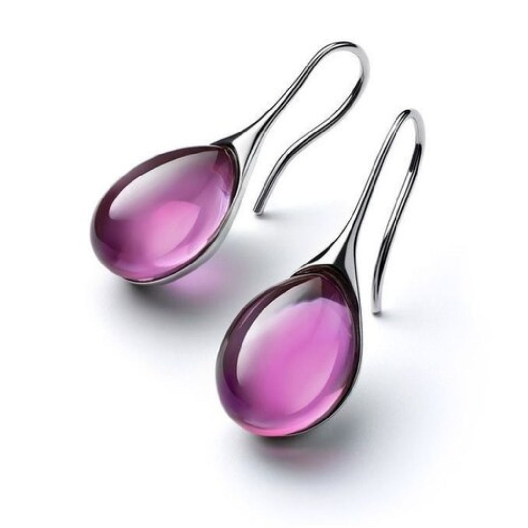 Aqua Crystal Teardrop Hook Earrings