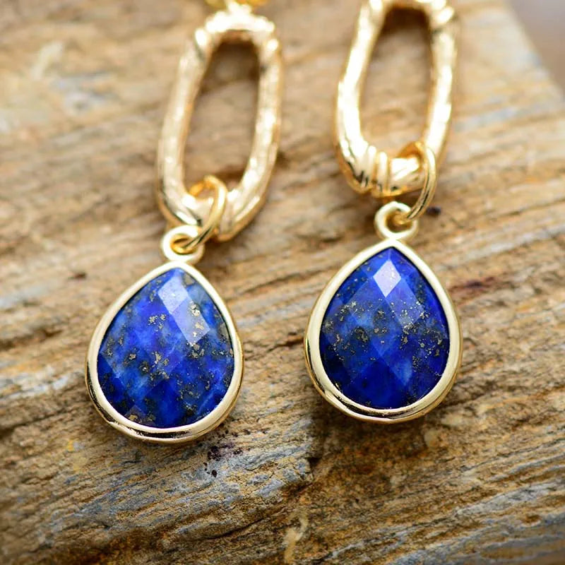 Lapis Lazuli Teardrop Link Earrings
