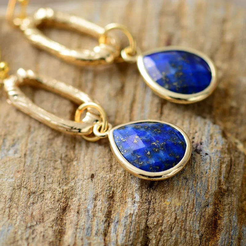 Lapis Lazuli Teardrop Link Earrings