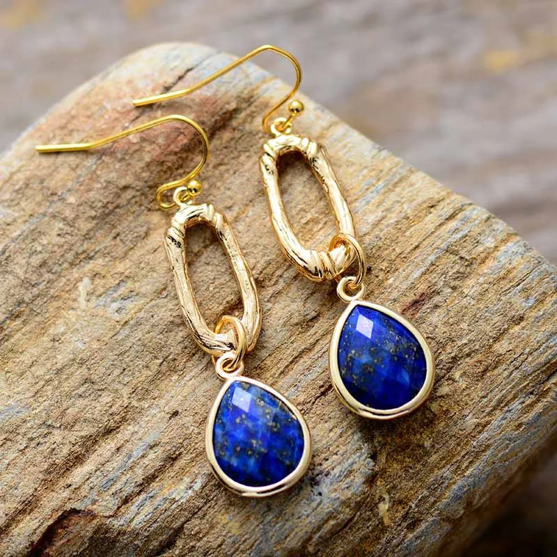 Lapis Lazuli Teardrop Link Earrings