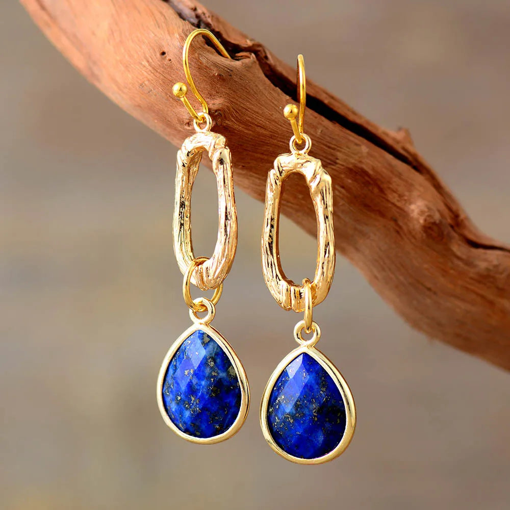 Lapis Lazuli Teardrop Link Earrings