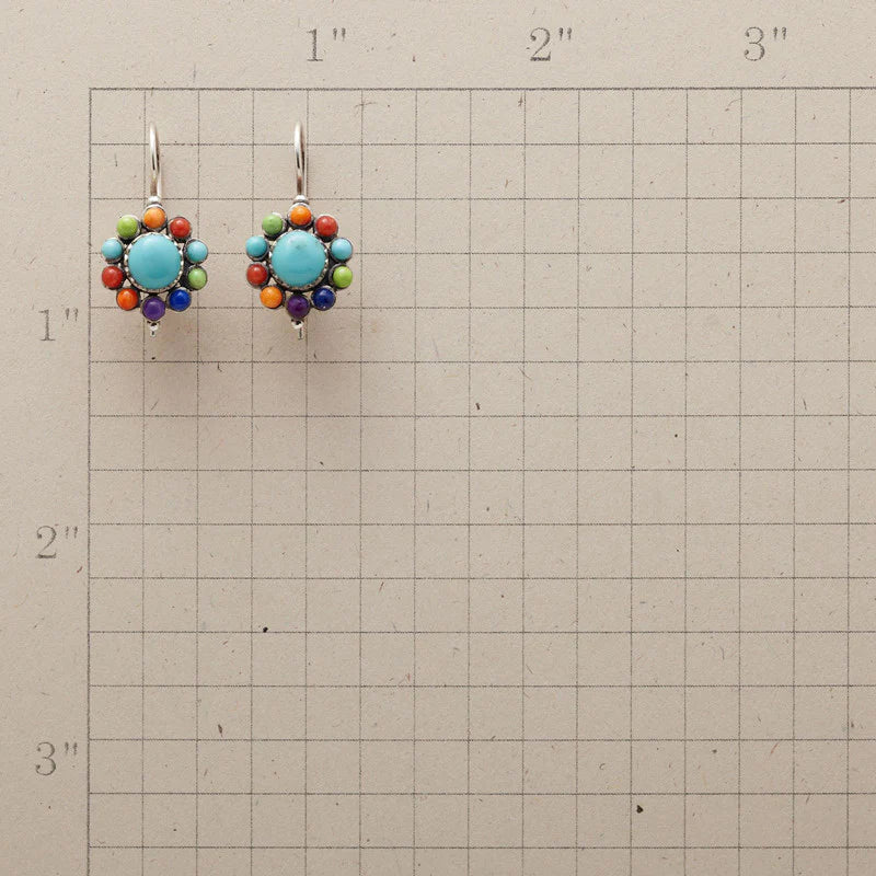Rainbow Turquoise Floral Earrings
