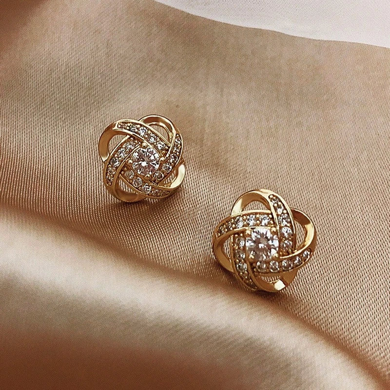 Crystal Knot Stud Earrings