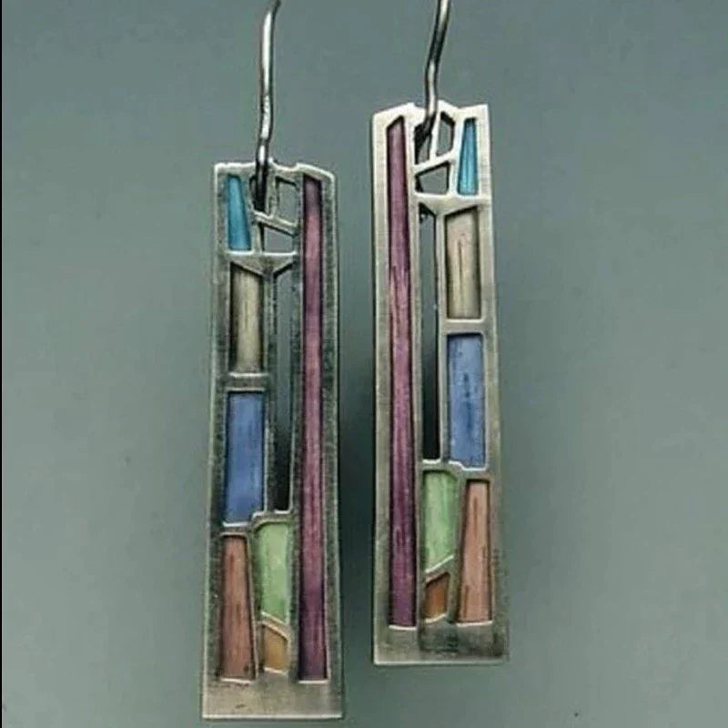 Modern Mosaic Art Bar Earrings