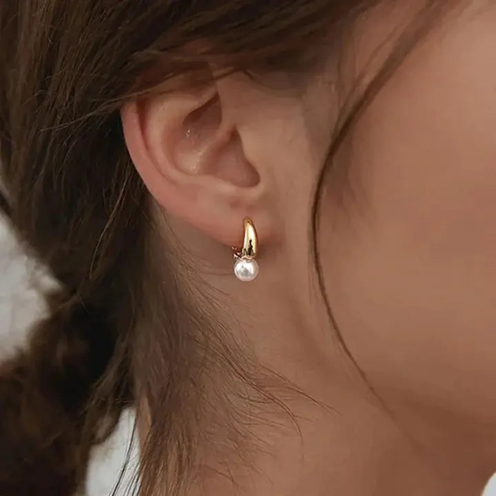 Minimalist Pearl Hoop Earrings