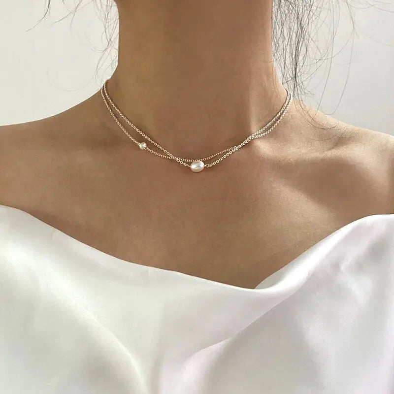 Layered Freshwater Pearl Choker Necklace