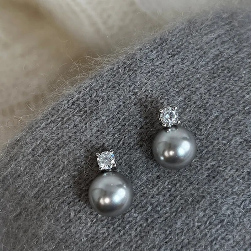 Midnight Pearl Crystal Stud Earrings