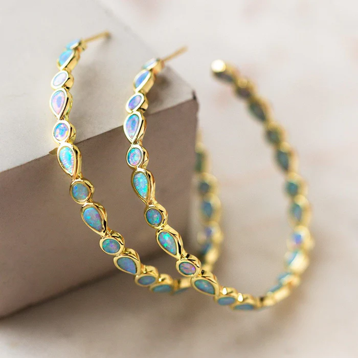 Opal Mosaic Statement Hoop Earrings