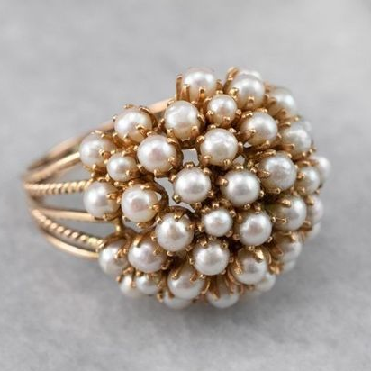 Vintage Pearl Cluster Statement Ring