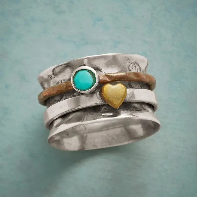 Spinner Heart & Turquoise Ring