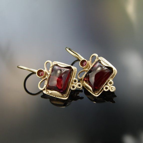 Vintage Red Gemstone Earrings