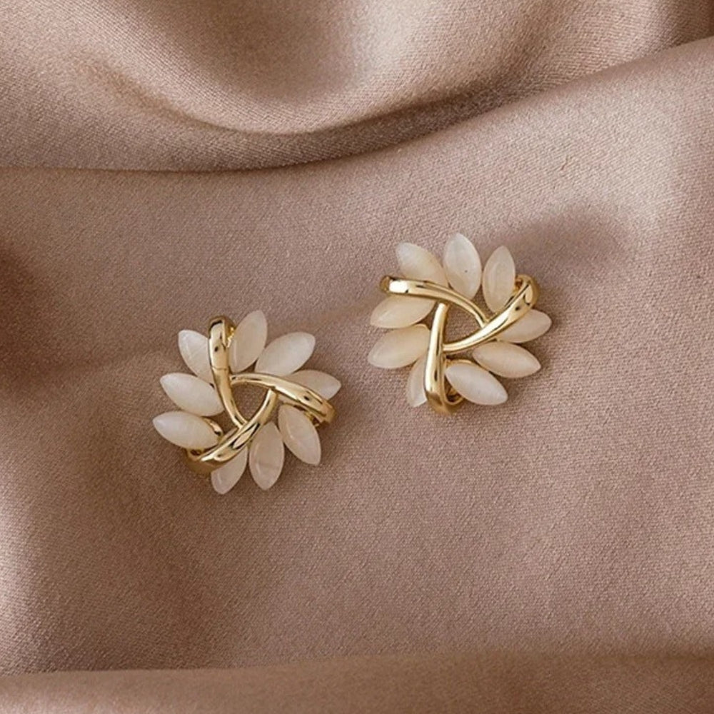 Floral Gold Stud Earrings