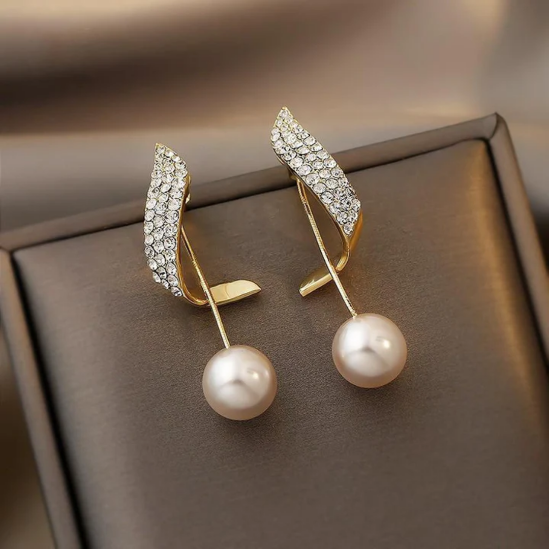 Crystal Pearl Jacket Earrings