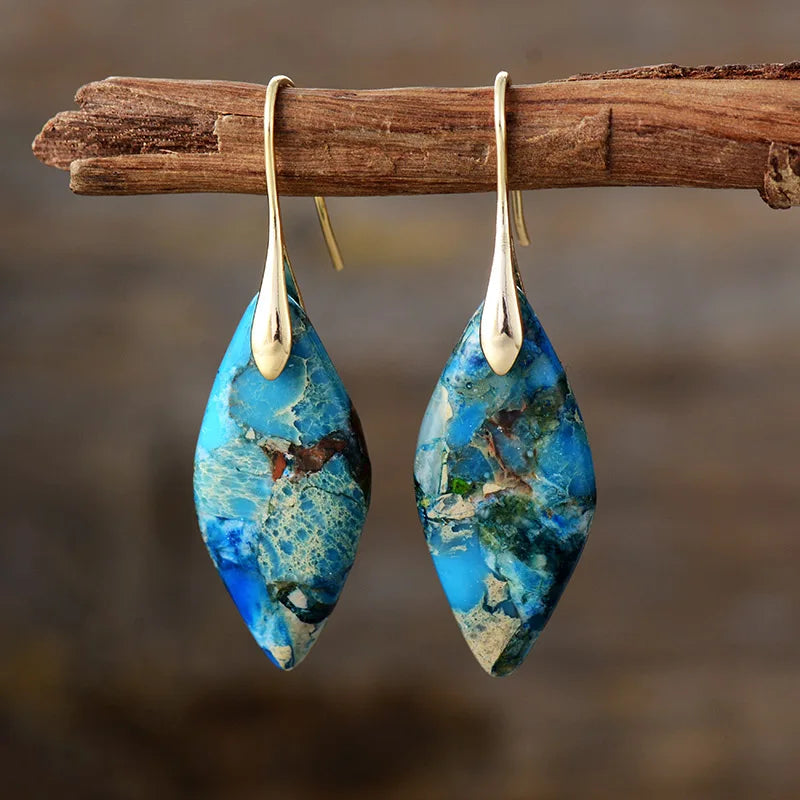 Desert Jasper Marquise Hook Earrings