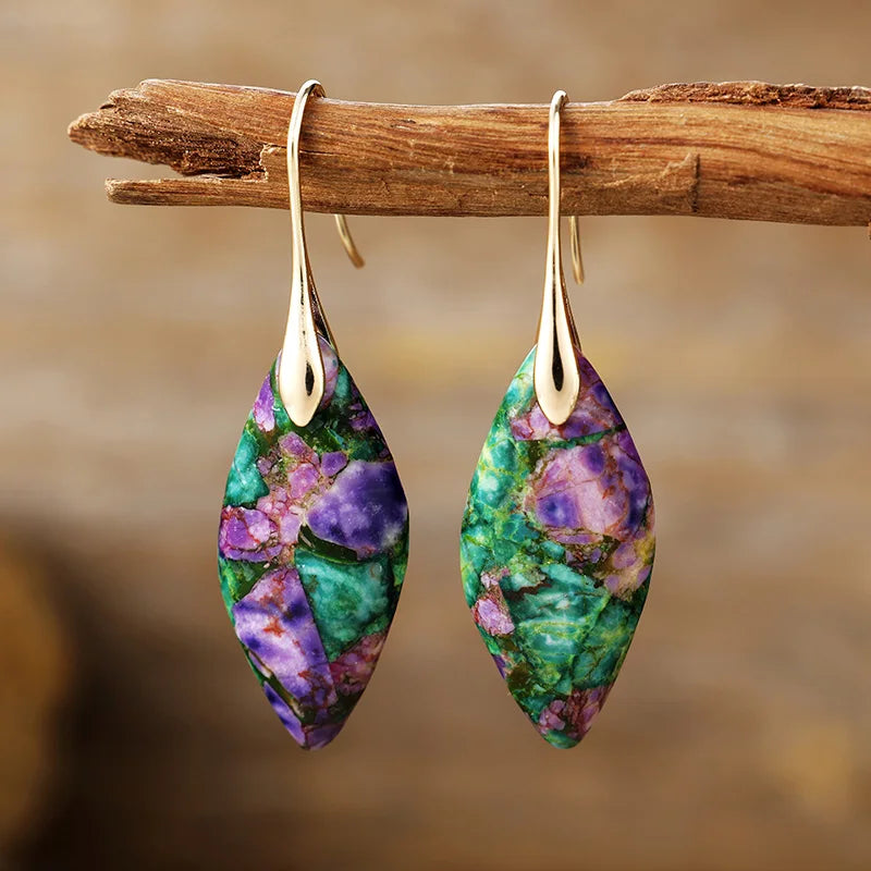 Desert Jasper Marquise Hook Earrings