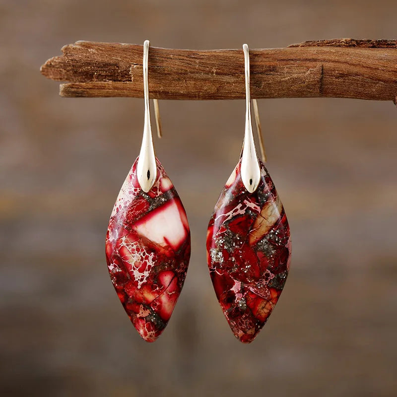 Desert Jasper Marquise Hook Earrings