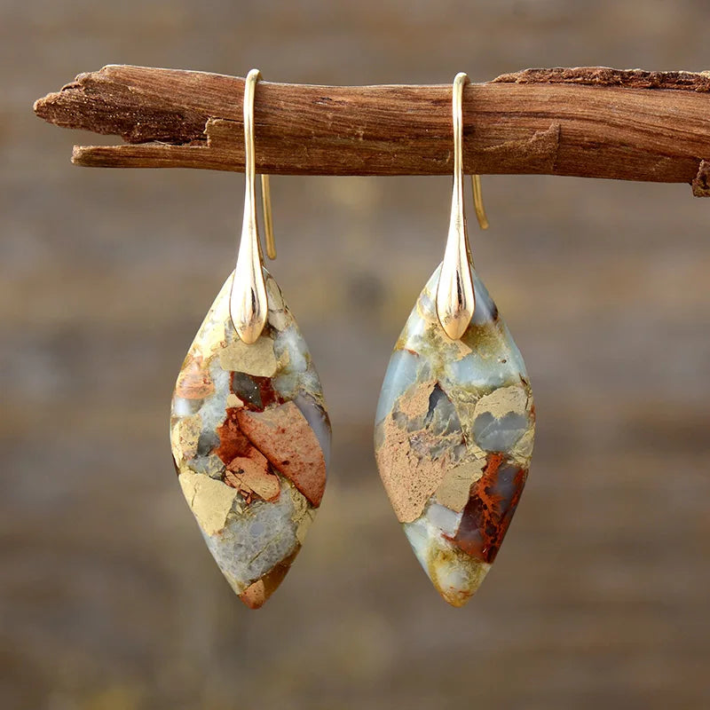 Desert Jasper Marquise Hook Earrings
